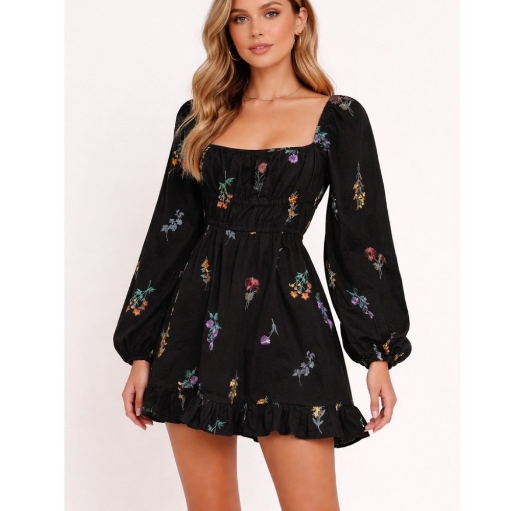 ASOS Black Mini Dress with Floral Accents